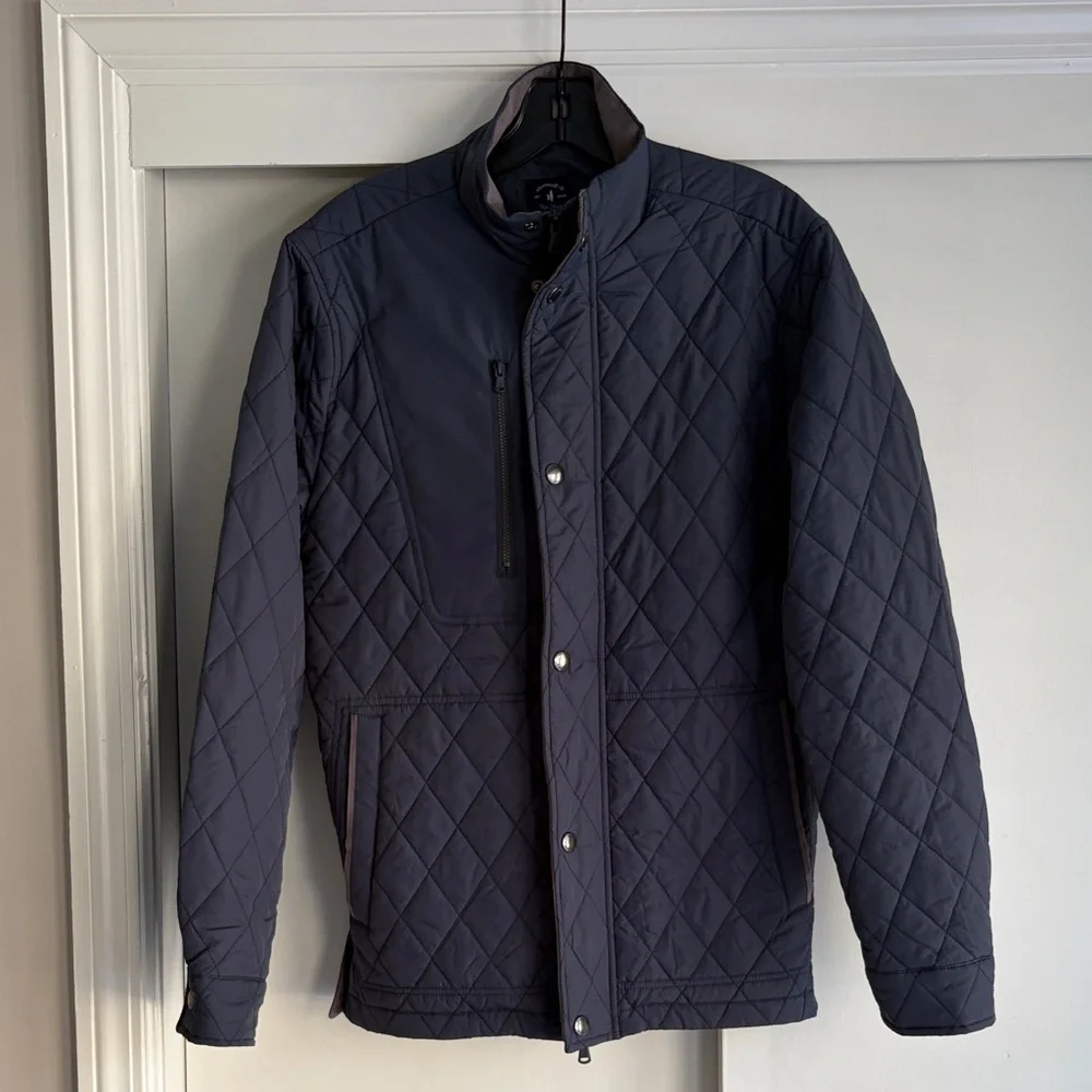johnnie-O Quilted Dark Blue Puffer Jacket - Picture 1 of 9